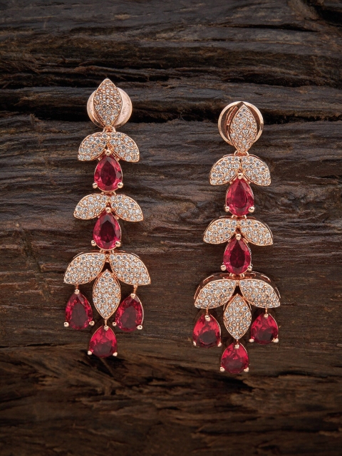 

Kushal's Fashion Jewellery Red Leaf Shaped Ear Cuff Earrings
