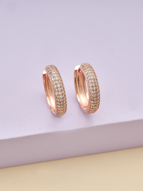 

Kushal's Fashion Jewellery White Circular Half Hoop Earrings