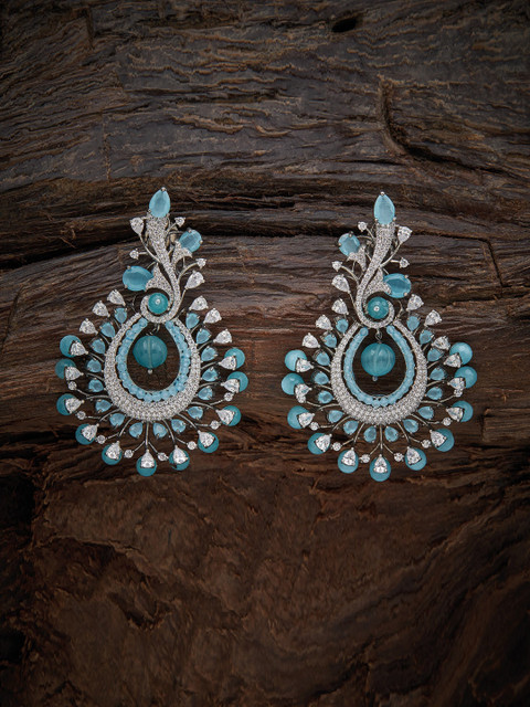 

Kushal's Fashion Jewellery Sea Green Floral Drop Earrings
