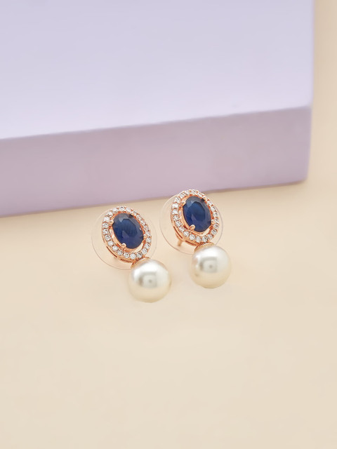 

Kushal's Fashion Jewellery Blue Spherical Studs Earrings