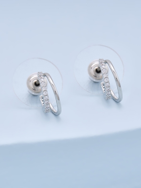 

Kushal's Fashion Jewellery White Circular Hoop Earrings