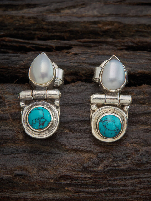 

Kushal's Fashion Jewellery Turquoise Blue Teardrop Shaped Studs Earrings