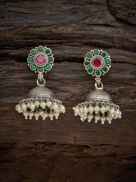 

Kushal's Fashion Jewellery Red Floral Jhumkas Earrings