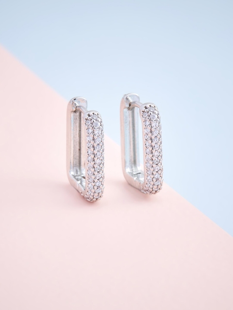 

Kushal's Fashion Jewellery White Square Hoop Earrings
