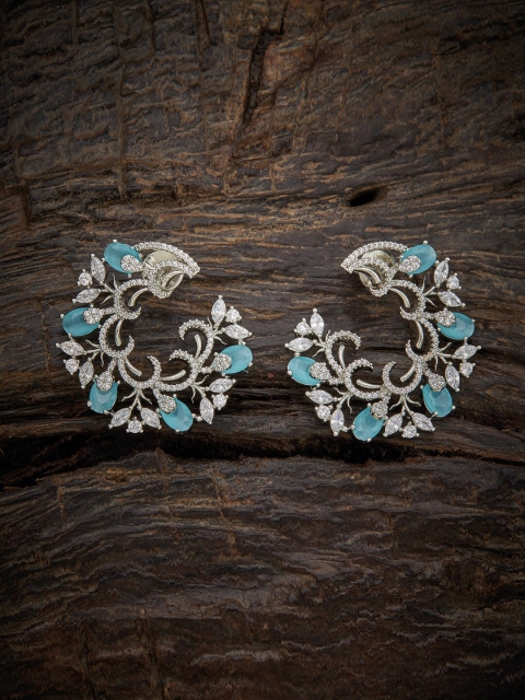 

Kushal's Fashion Jewellery Sea Green Floral Studs Earrings