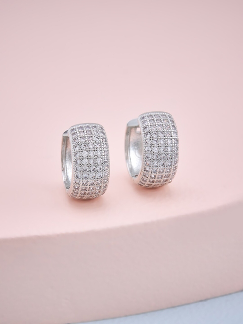 

Kushal's Fashion Jewellery White Circular Hoop Earrings