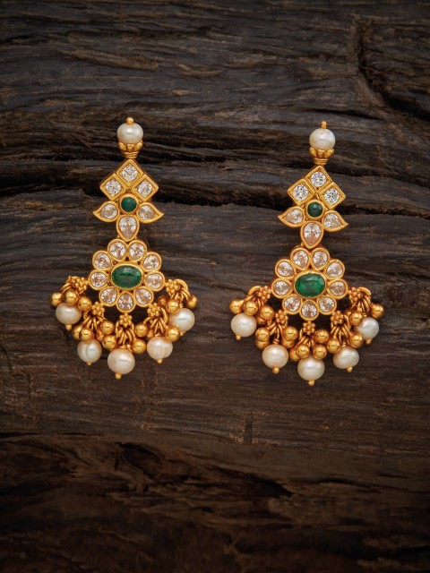 

Kushal's Fashion Jewellery Green Floral Drop Earrings