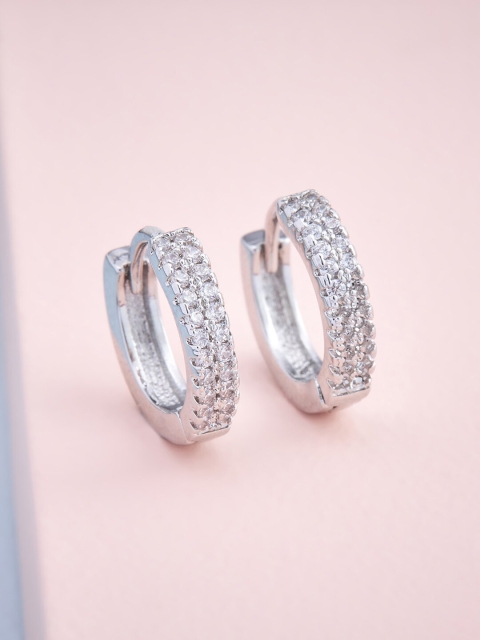 

Kushal's Fashion Jewellery White Circular Hoop Earrings