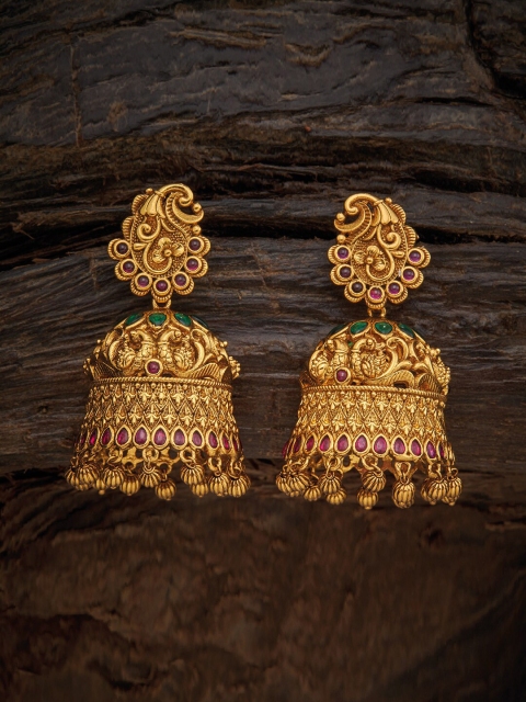 

Kushal's Fashion Jewellery Red Classic Jhumkas Earrings