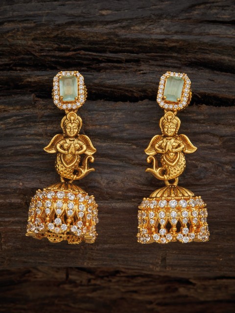 

Kushal's Fashion Jewellery Sea Green Dome Shaped Jhumkas Earrings
