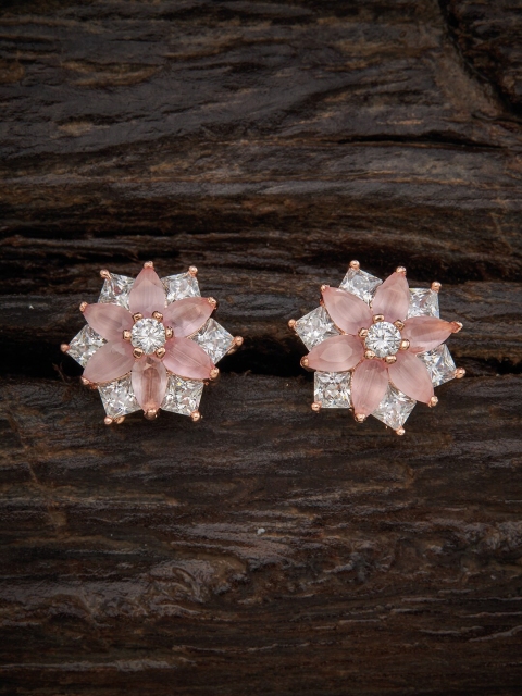 

Kushal's Fashion Jewellery Pink Floral Studs Earrings
