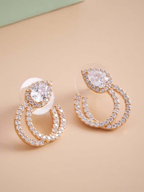 

Kushal's Fashion Jewellery White Teardrop Shaped Studs Earrings