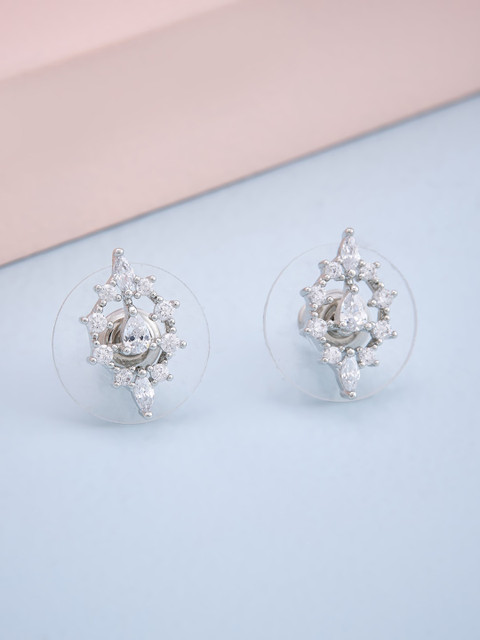 

Kushal's Fashion Jewellery White Floral Studs Earrings