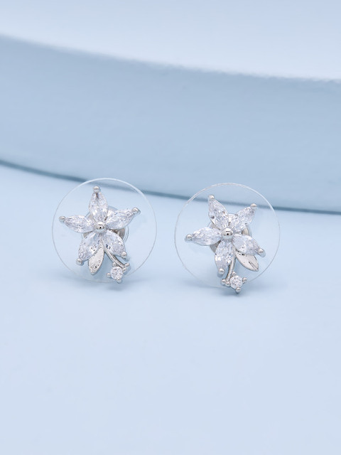 

Kushal's Fashion Jewellery White Floral Studs Earrings