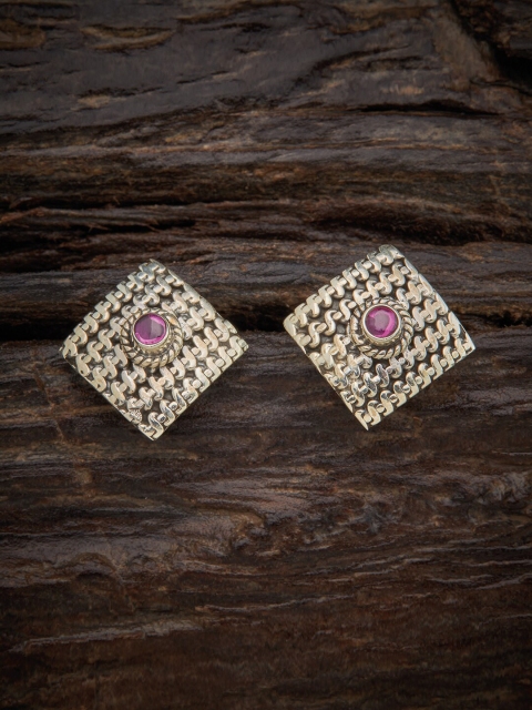 

Kushals Fashion Jewellery 92.5 Silver Red Square Studs Earrings