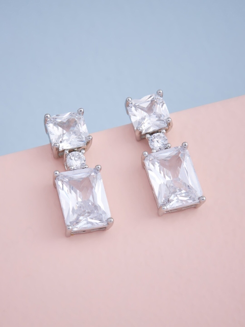 

Kushal's Fashion Jewellery White Square Studs Earrings