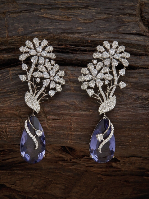 

Kushal's Fashion Jewellery Blue Floral Drop Earrings