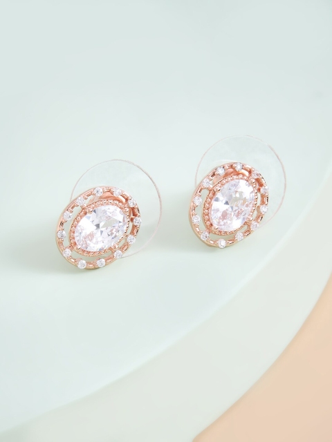 

Kushal's Fashion Jewellery White Oval Studs Earrings