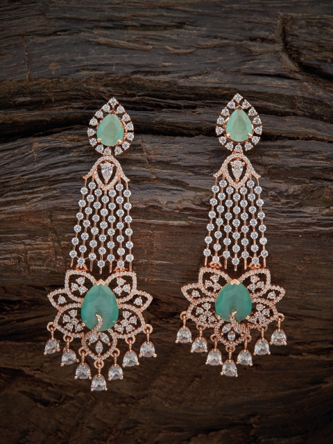 

Kushal's Fashion Jewellery Sea Green Floral Drop Earrings