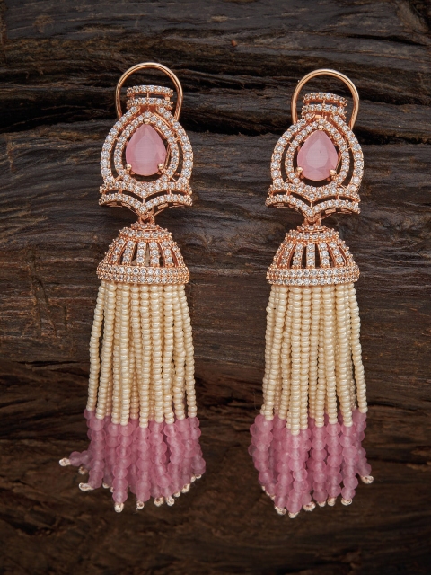 

Kushal's Fashion Jewellery Pink Contemporary Ear Cuff Earrings