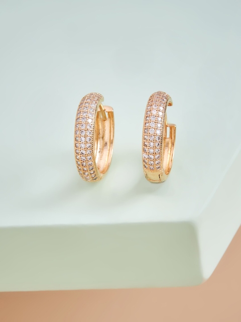 

Kushal's Fashion Jewellery White Circular Hoop Earrings