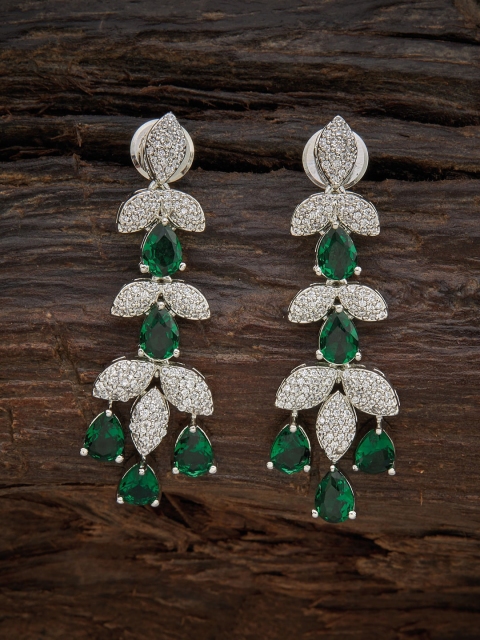 

Kushal's Fashion Jewellery Green Leaf Shaped Ear Cuff Earrings