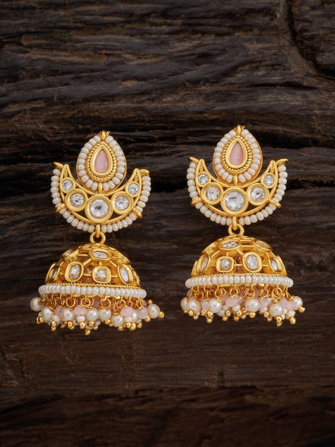 

Kushal's Fashion Jewellery Pink Dome Shaped Jhumkas Earrings