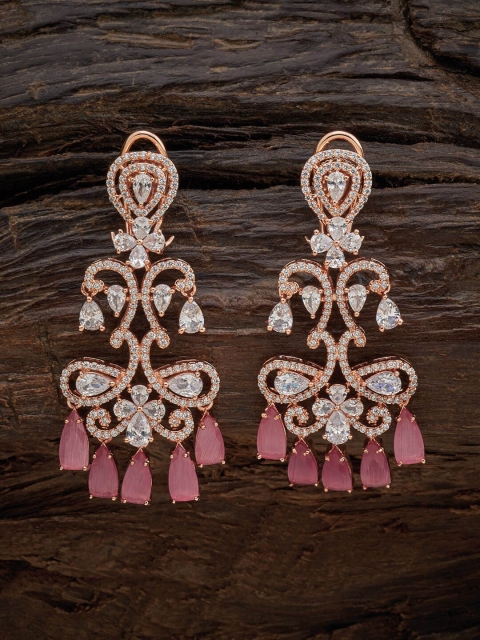 

Kushal's Fashion Jewellery Pink Floral Drop Earrings