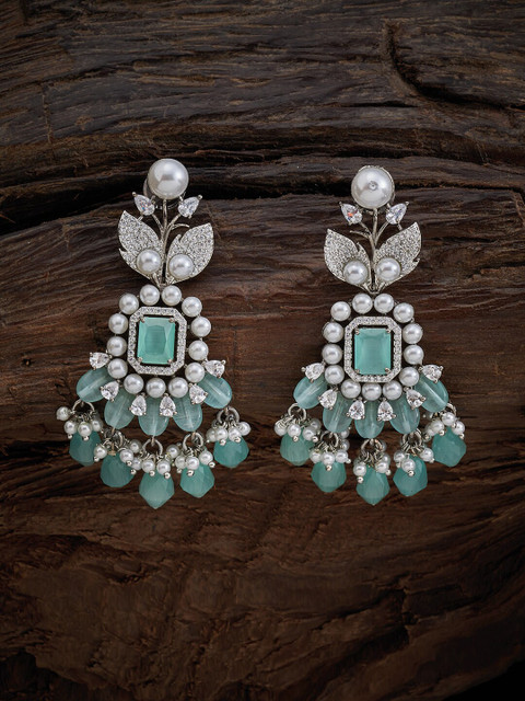 

Kushal's Fashion Jewellery Sea Green Floral Drop Earrings