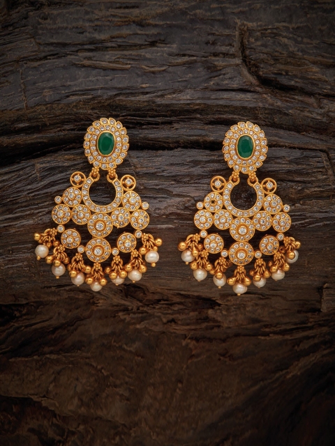 

Kushal's Fashion Jewellery Green Crescent Shaped Drop Earrings