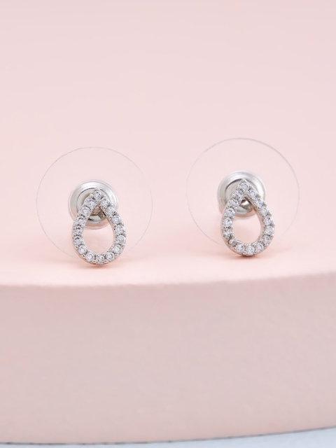 

Kushal's Fashion Jewellery White Teardrop Shaped Hoop Earrings