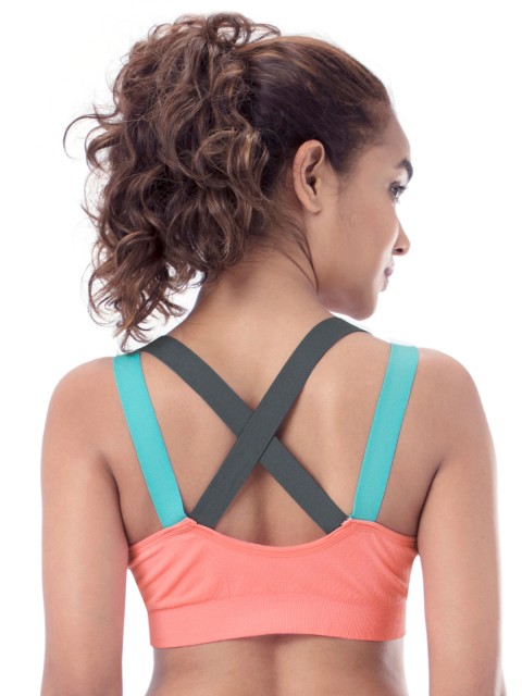 

PrettySecrets Coral Orange Solid Non-Wired Lightly Padded Sports Bra BSS17SBR03