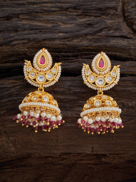 

Kushal's Fashion Jewellery Red Dome Shaped Studs Earrings