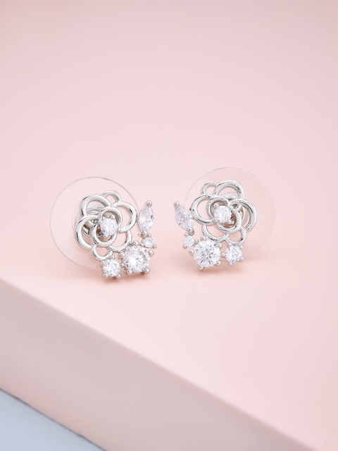 

Kushal's Fashion Jewellery White Floral Studs Earrings