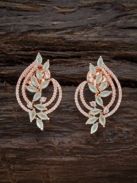 

Kushal's Fashion Jewellery Sea Green Floral Studs Earrings