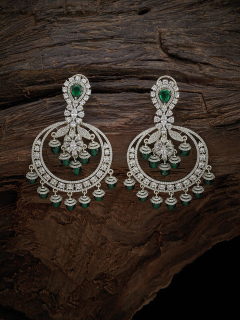 

Kushal's Fashion Jewellery Green Crescent Shaped Chandbalis Earrings