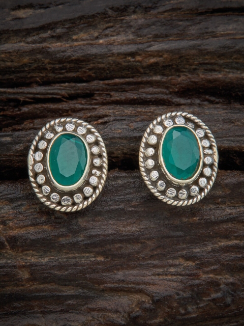 

Kushal's Fashion Jewellery Green Oval Studs Earrings