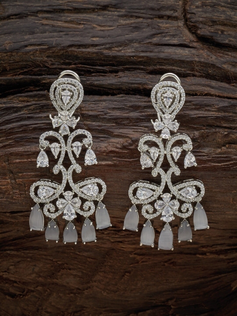 

Kushal's Fashion Jewellery Grey Floral Jhumkas Earrings