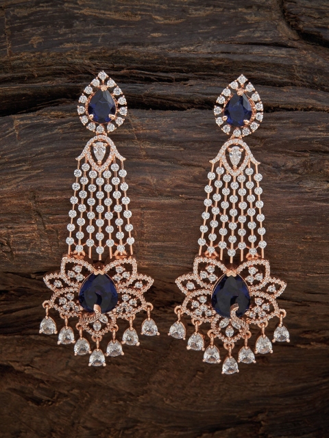 

Kushal's Fashion Jewellery Blue Floral Drop Earrings