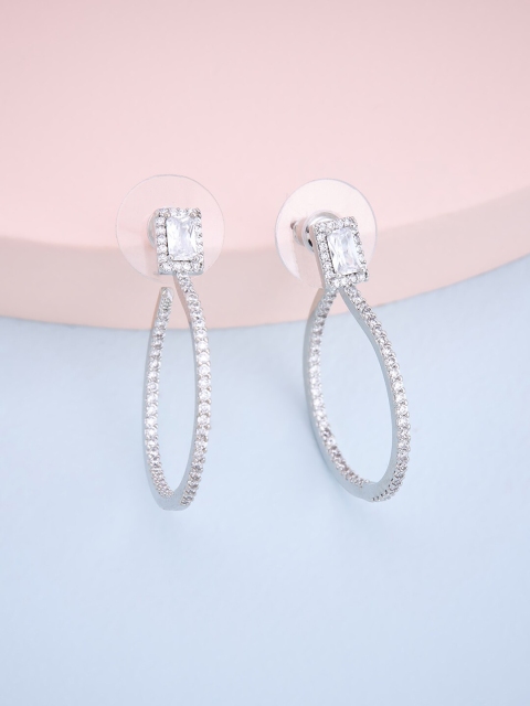 

Kushal's Fashion Jewellery White Circular Drop Earrings