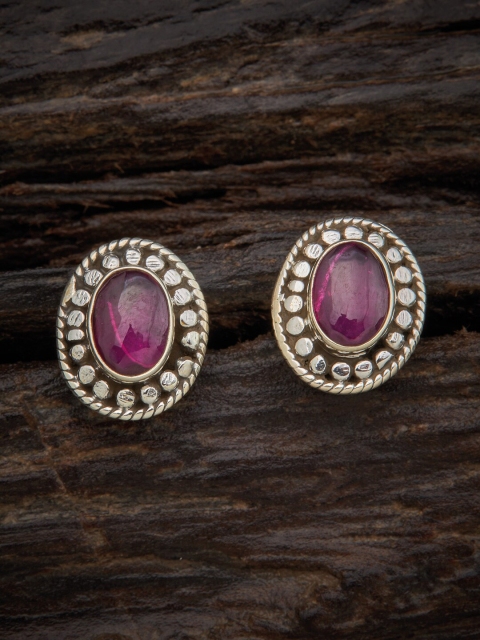 

Kushals Fashion Jewellery 92.5 Silver Red Oval Studs Earrings