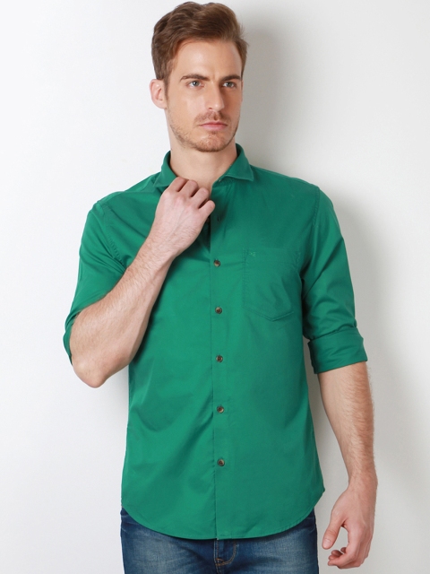 

Peter England Men Green Slim Fit Solid Casual Shirt