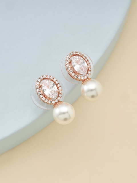 

Kushal's Fashion Jewellery White Spherical Studs Earrings