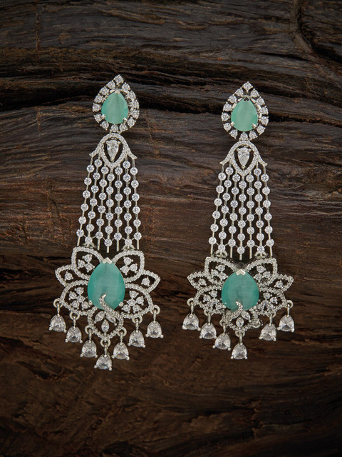 

Kushal's Fashion Jewellery Sea Green Floral Ear Cuff Earrings