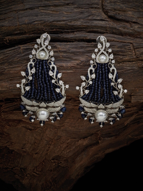

Kushal's Fashion Jewellery Blue Floral Drop Earrings