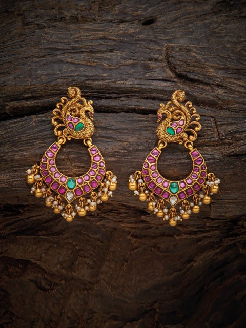 

Kushal's Fashion Jewellery Red Crescent Shaped Drop Earrings