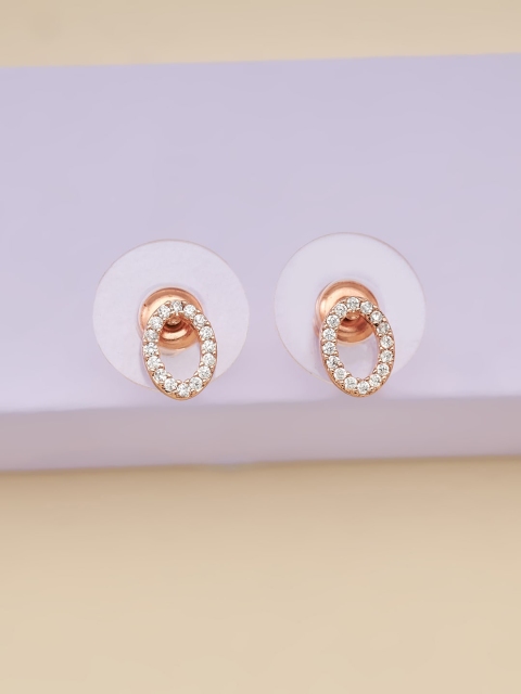 

Kushal's Fashion Jewellery White Oval Studs Earrings