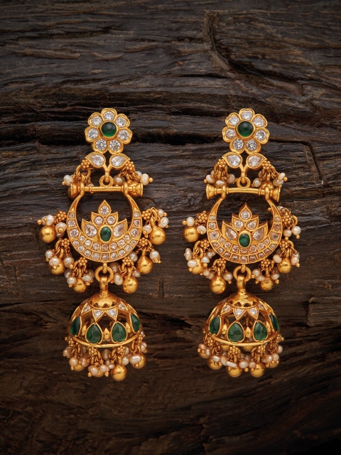 

Kushal's Fashion Jewellery Green Classic Jhumkas Earrings