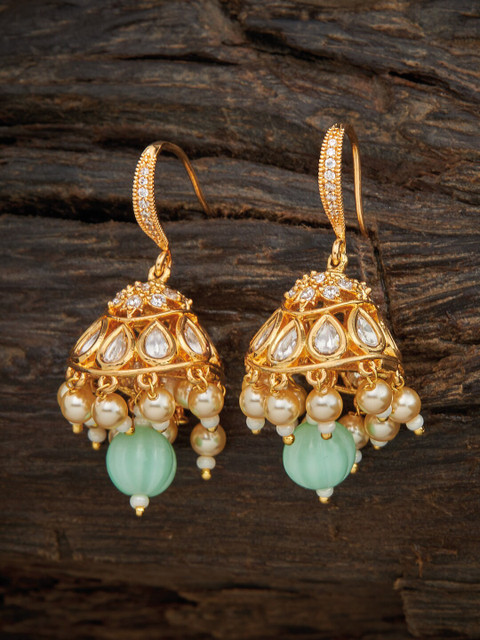 

Kushal's Fashion Jewellery Sea Green Dome Shaped Jhumkas Earrings