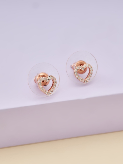 

Kushal's Fashion Jewellery White Heart Shaped Studs Earrings